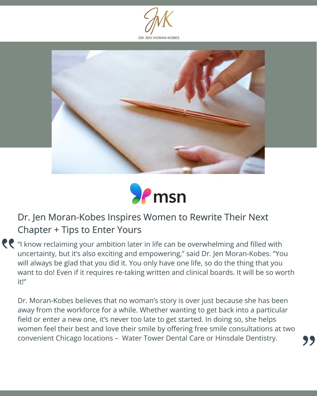 Dr. Jen Moran-Kobes Inspires Women to Rewrite Their Next Chapter